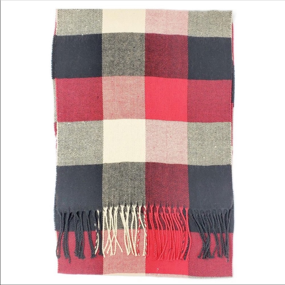 Plaid Print Oblong Tassel Scarf - Picture 3 of 3